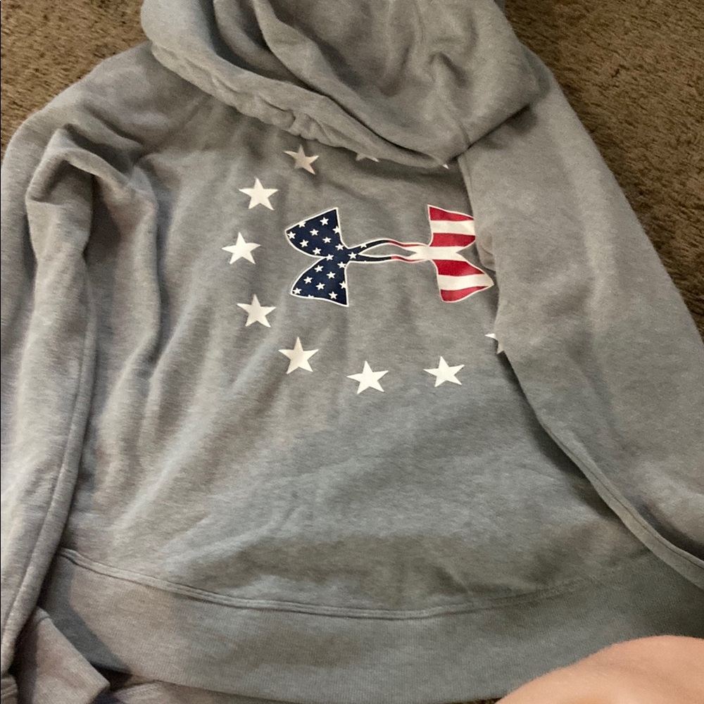 Under Armour Gray Hoodie with Stars and Stripes Logo